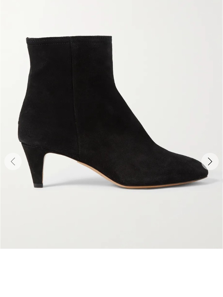 Isabel Marant Black Suede Pointed Ankle Booties With Heel Women's Size 39 New